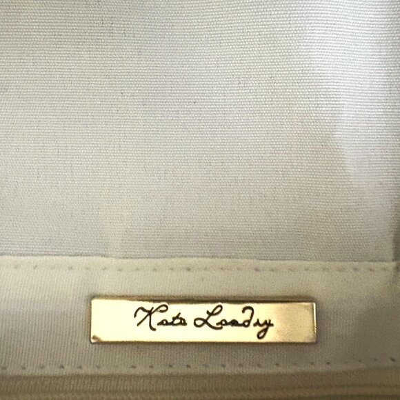 Kate Landry Bone Gold threaded "Silk Slub" Fabric Clutch/Crossbody EUC - Picture 8 of 11
